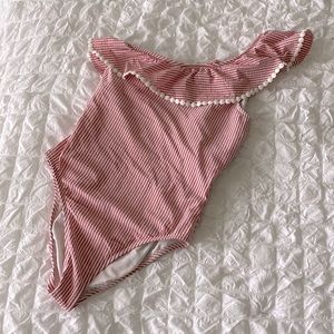 J Crew one shoulder seersucker one piece swimsuit sz 8